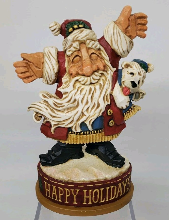 Vintage David Frykman Santa Figurine 1998 Signed Hand Carved