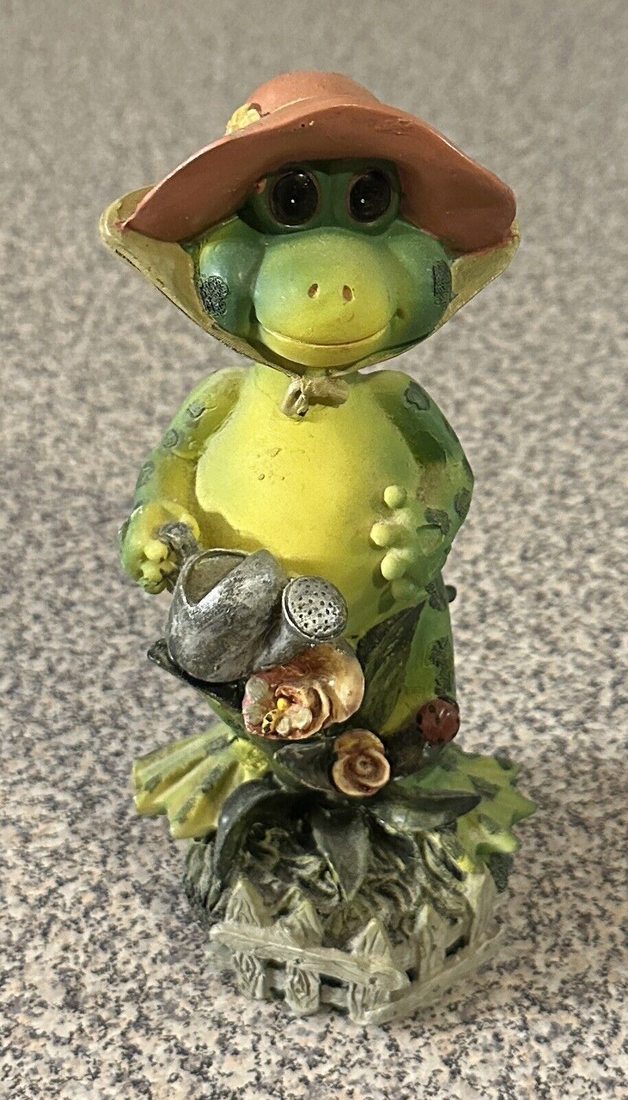 Vintage Female Frog Farmer Gardener Statue Resin