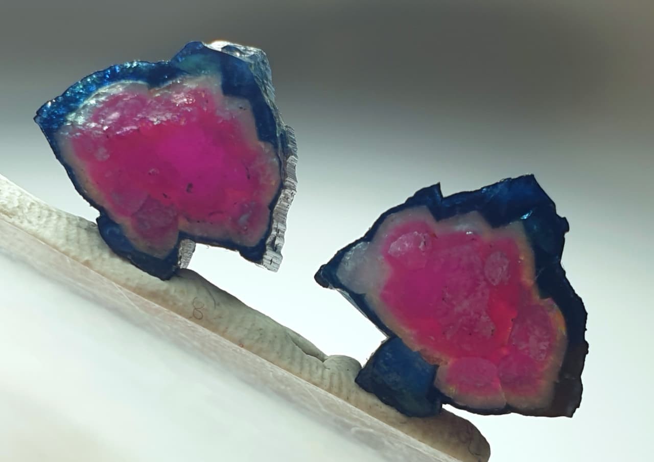 Polished blue colour tourmaline pair jewelery size slices - 19  Carats