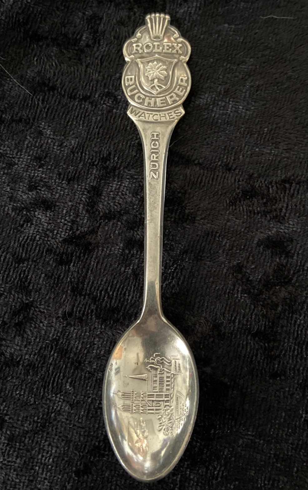Vintage ROLEX Bucherer Watches ZURICH Souvenir Spoon 4 1/2 Inch \'B10012\' Marked