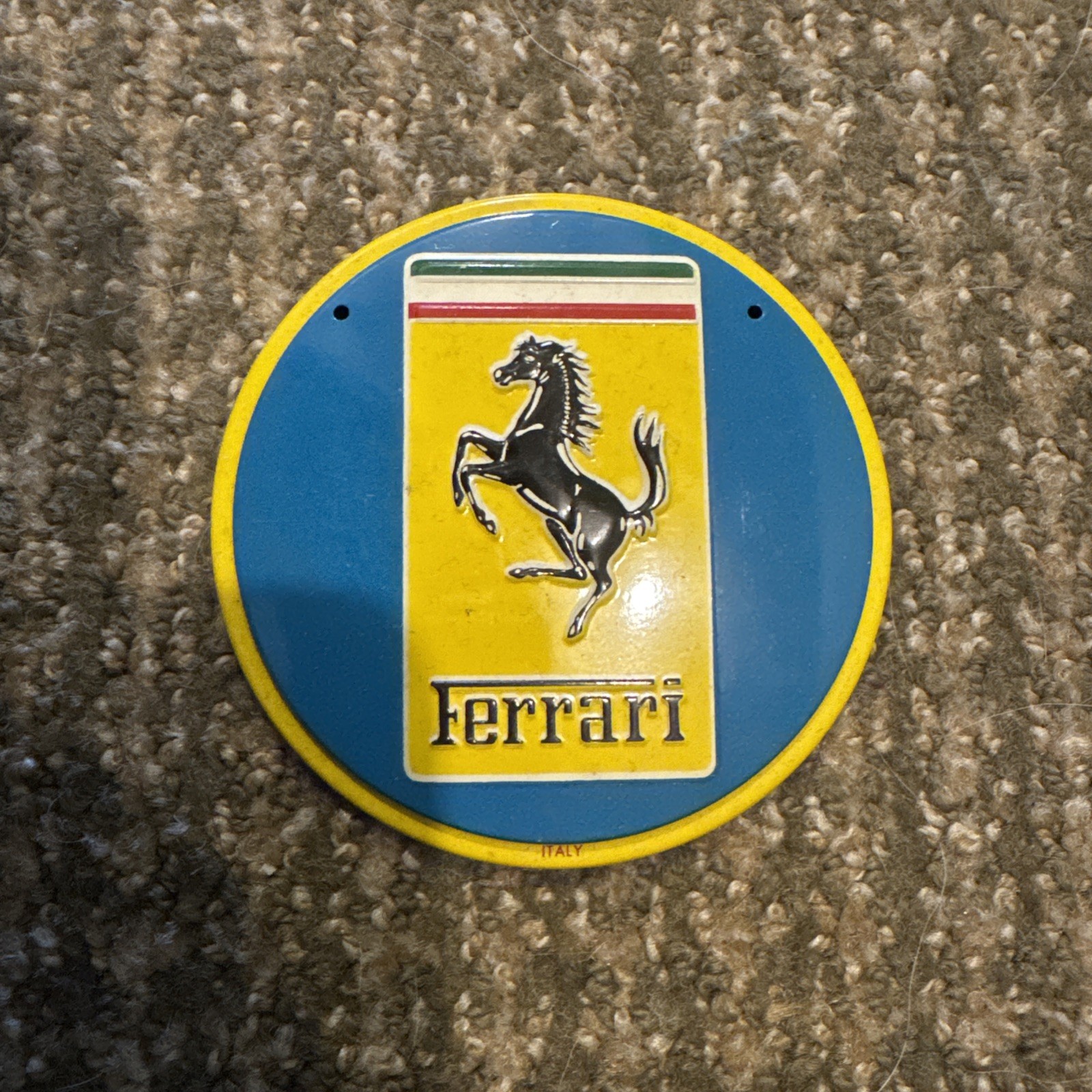 VTG 1950s Wheaties Cereal Premium FERRARI Car Emblem Badge Metal Plate Topper