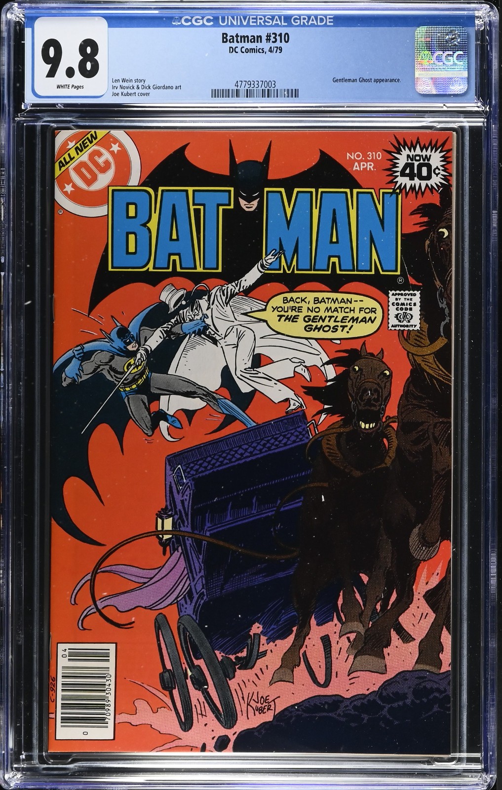 BATMAN #310 CGC 9.8 White Pgs Joe Kubert Cover *Rare 1 of 7* 1979