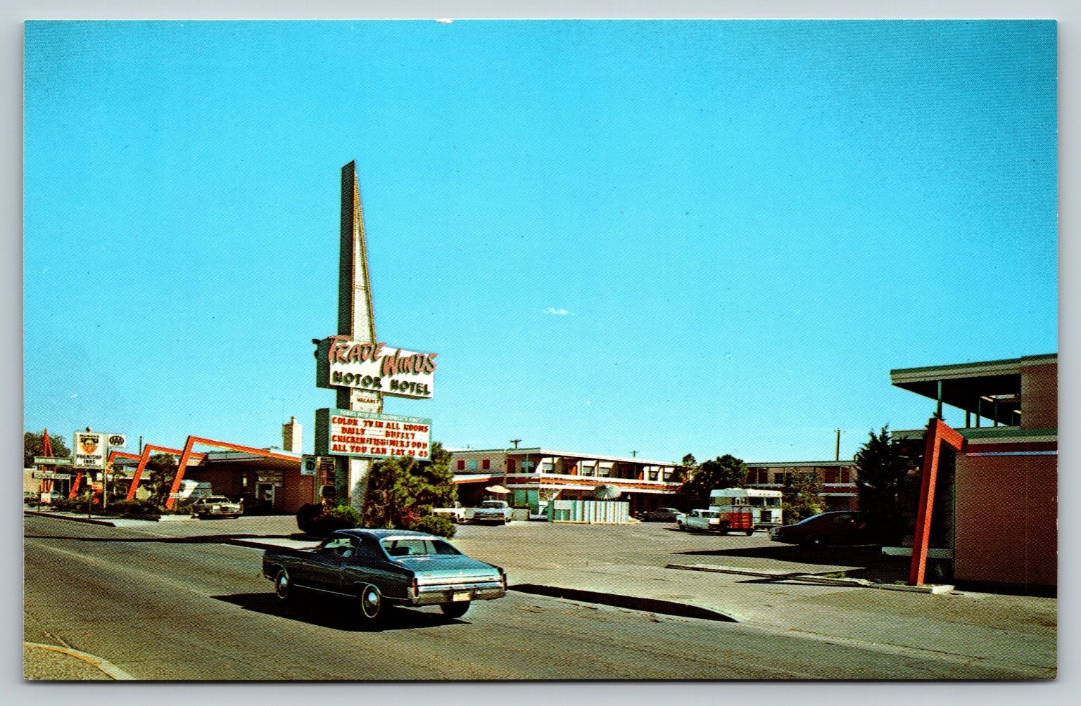 Trade Winds Motor Hotel Albuquerque NM Postcard Route 66 Vintage 1960s Old Cars