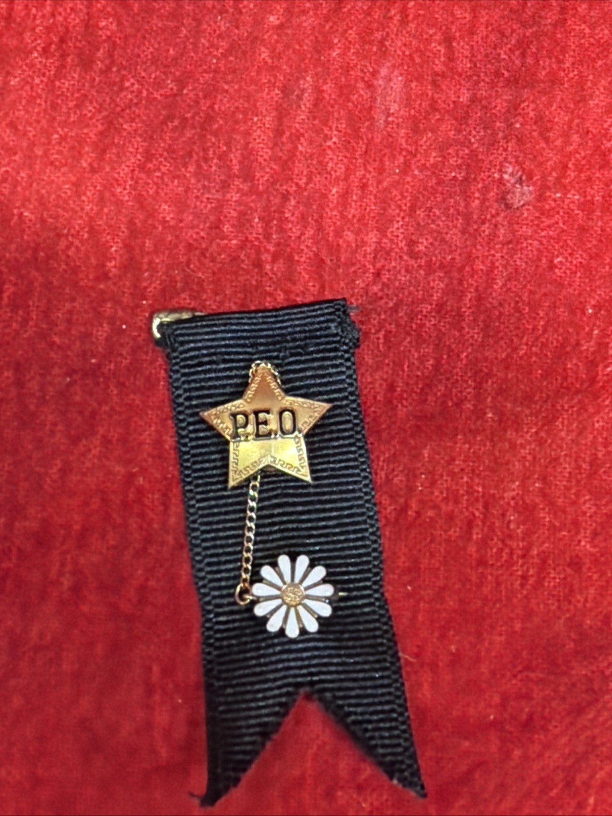 VINTAGE P.E.O. SISTERHOOD MEMBERSHIP BADGE 14KT GOLD DAISY FLOWER (2)