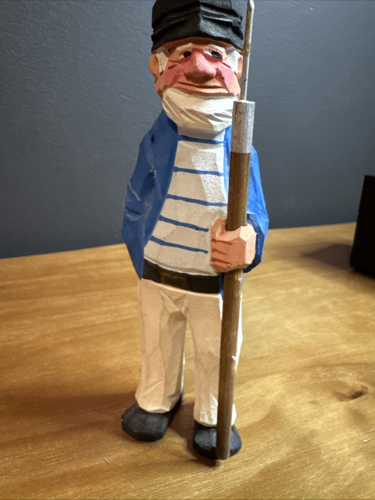 Vintage Hand Carved Wood Sea Captain Figurine 7\