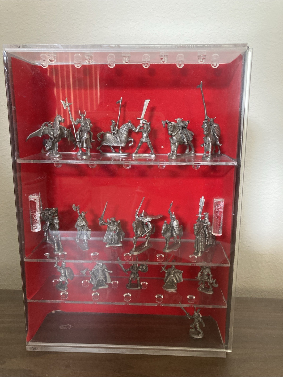 Rawcliffe Pewter 18 various pieces attached in a Lucite case