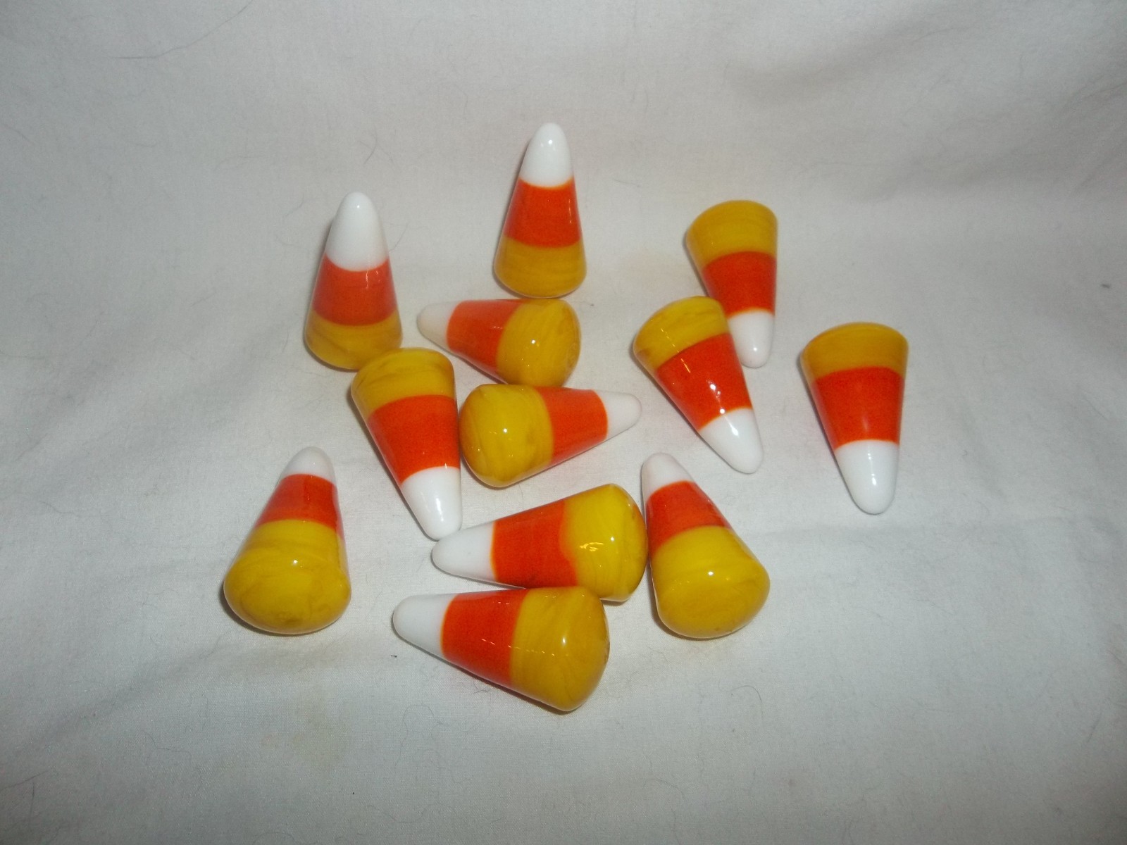 Twelve (12) Pc. Glass Candy Corn Table Decor, New out of box