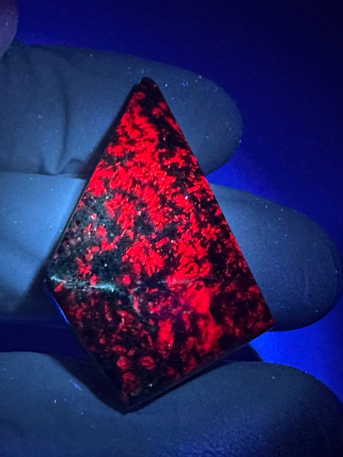Fluorescent__RARE Ruby in Smaragdite Cabochon from Chunky Gal Mountain, N.C.