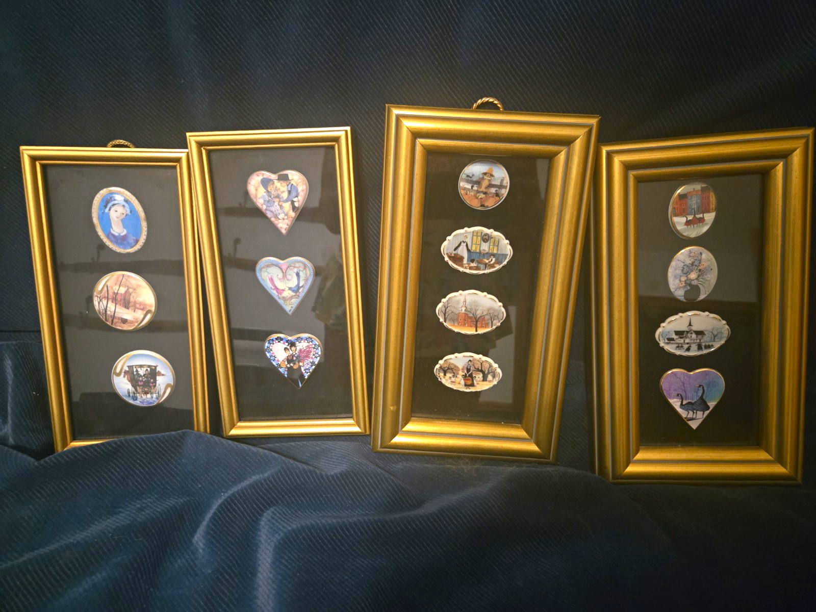 P. Buckley Moss Society- Framed Collectible Porcelain Pins