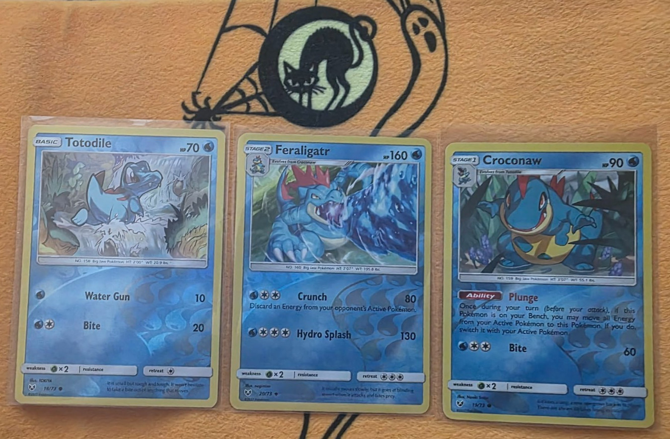 Shining Legends Reverse Holos Totodile Croconaw Feraligatr 18 - 20/73 LP 💦🐊