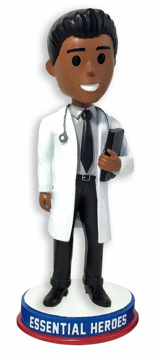 Doctor Medical Professional Essential Heroes Bobblehead Male Dark Skin Tone