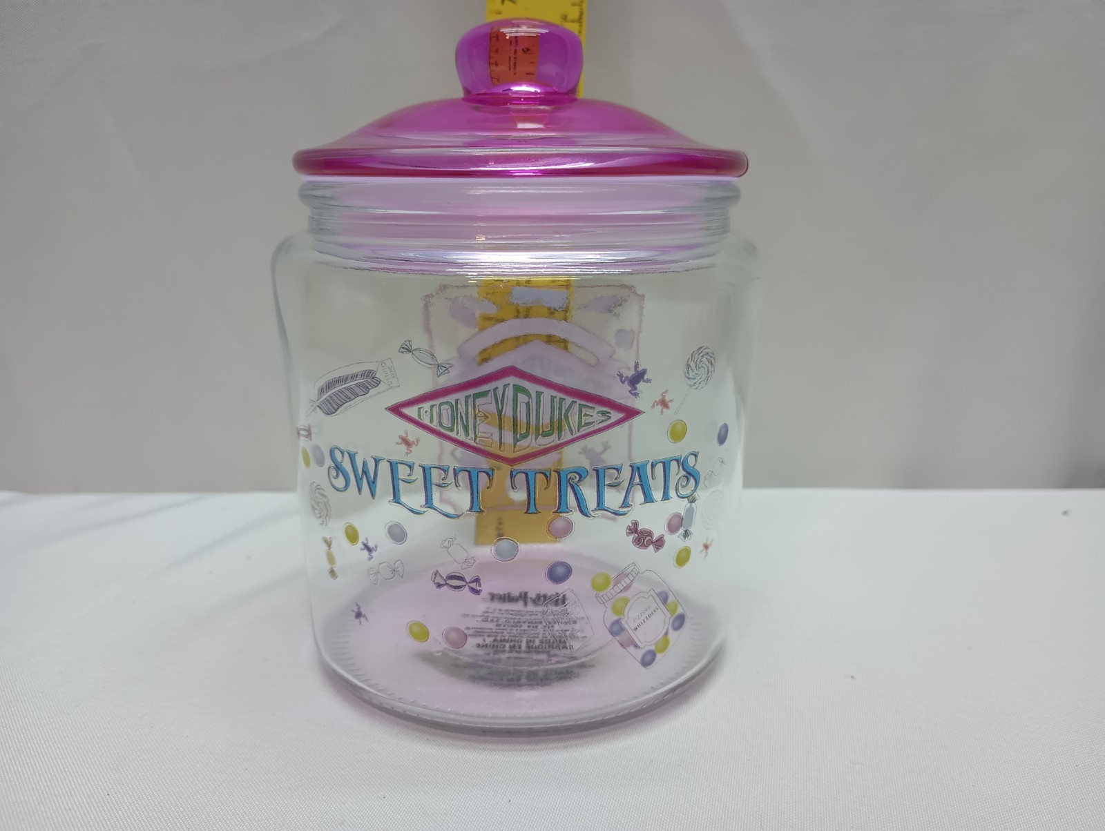 Harry Potter Honeydukes Sweet Treats Clear Jar Canister with Pink Lid 
