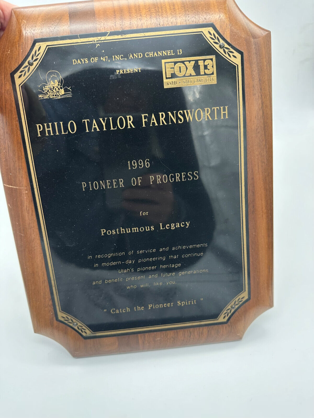Philo T Farnsworth/inventor/award from Fox after his death/1996