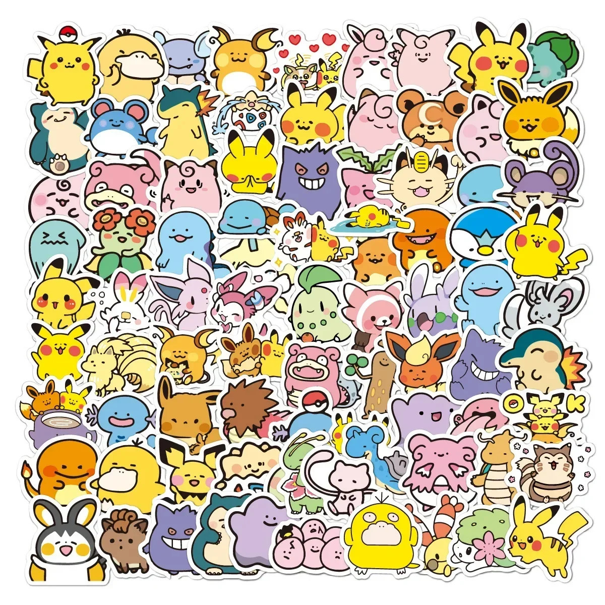 100 Pack Pokemon Stickers Cute Baby Decal Set Pikachu Psyduck Eevee Classic - US