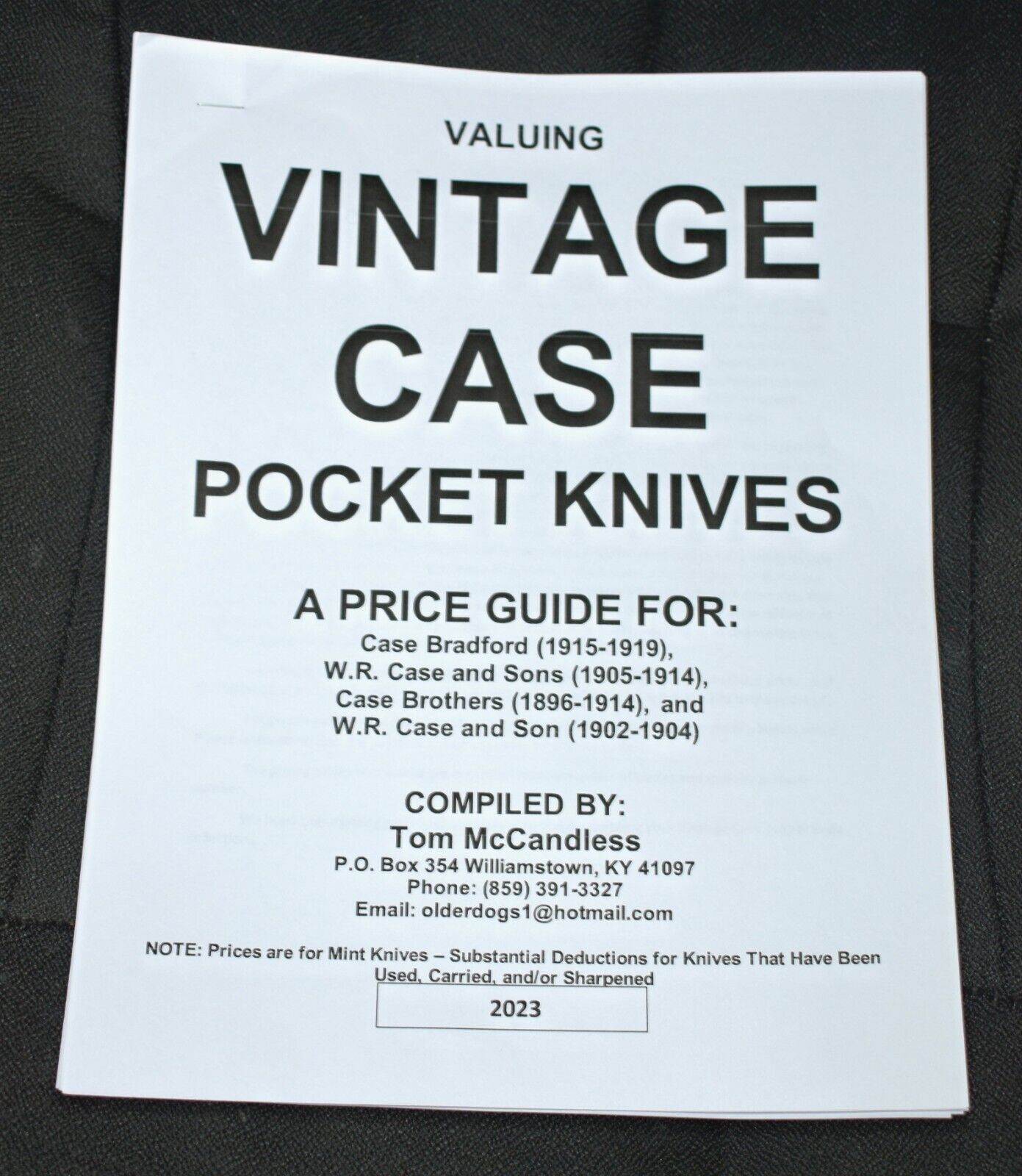 VINTAGE CASE KNIFE PRICE GUIDE \