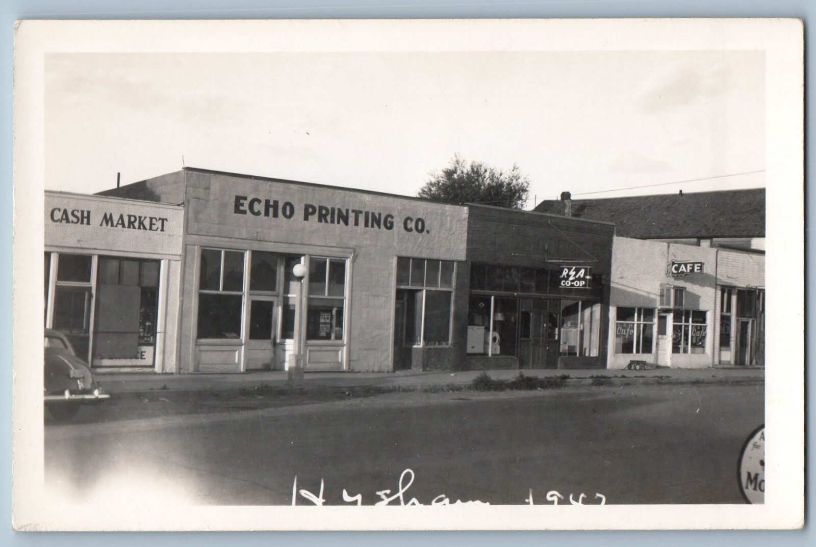 Hysham Montana MT Postcard RPPC Photo Echo Printing Co Cash Market c1940\'s