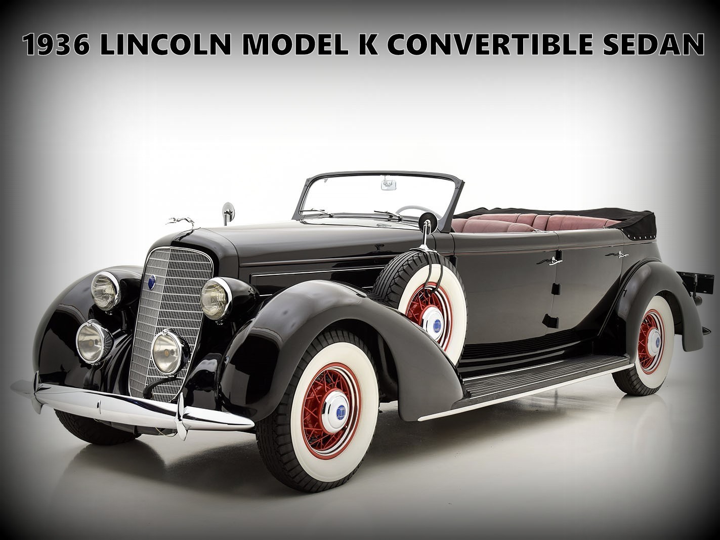 1936 Lincoln Model K Convertible Sedan in Black & Red NEW Metal Sign: 12x16\