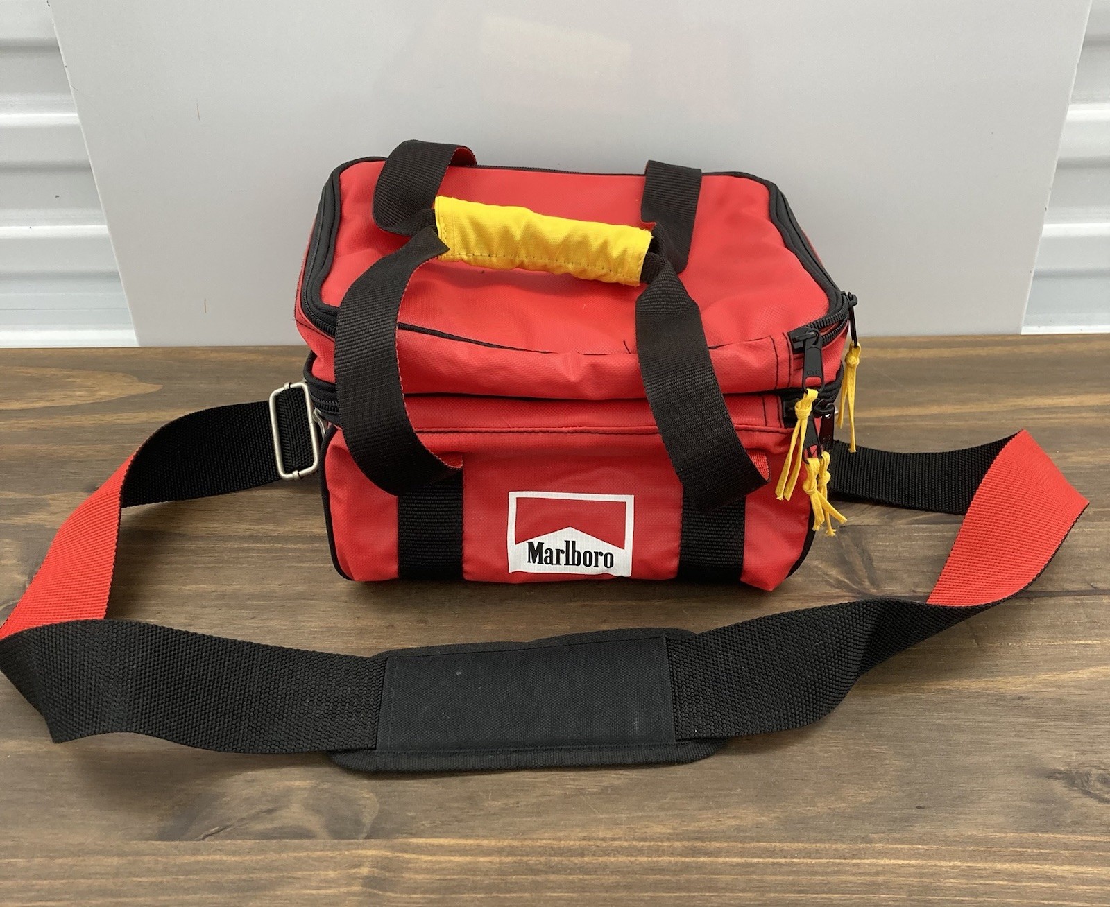 Vintage 90s Marlboro Unlimited Red Duffle Cooler Bag Insulated Travel Lunch Box