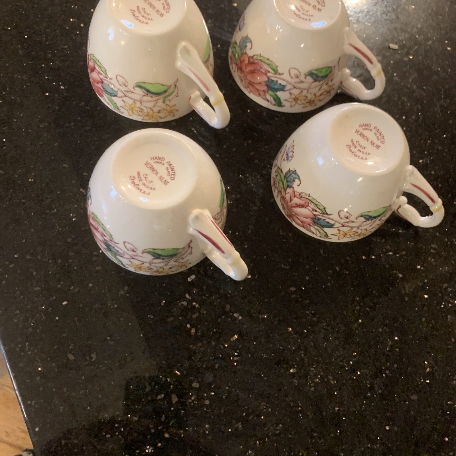 Vintage Vernon Kilns California Tea Cups Delores Pattern Replacement Excellent