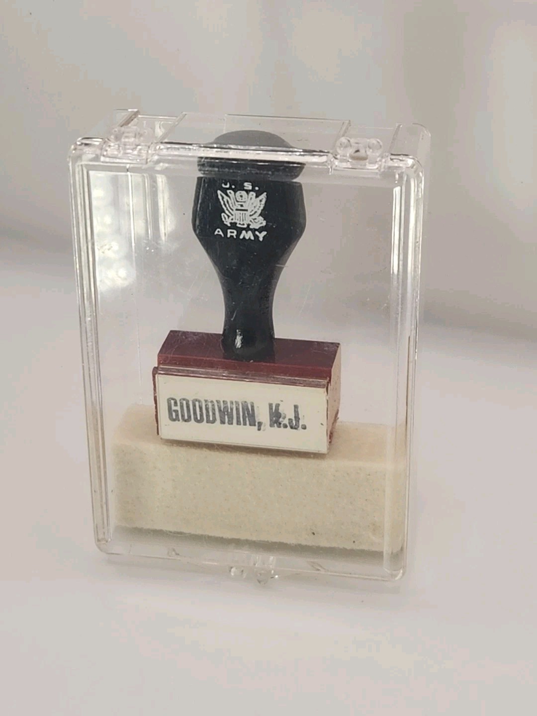Vintage US Army Name Stamp Kit Interchangeable Rubber Stamp w Case
