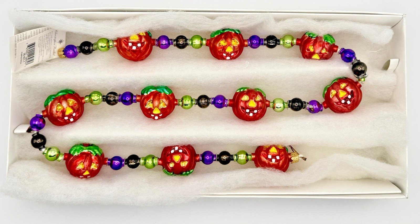 Christopher Radko Pumpkin Patch Glass Halloween Garland 1999 3 Feet