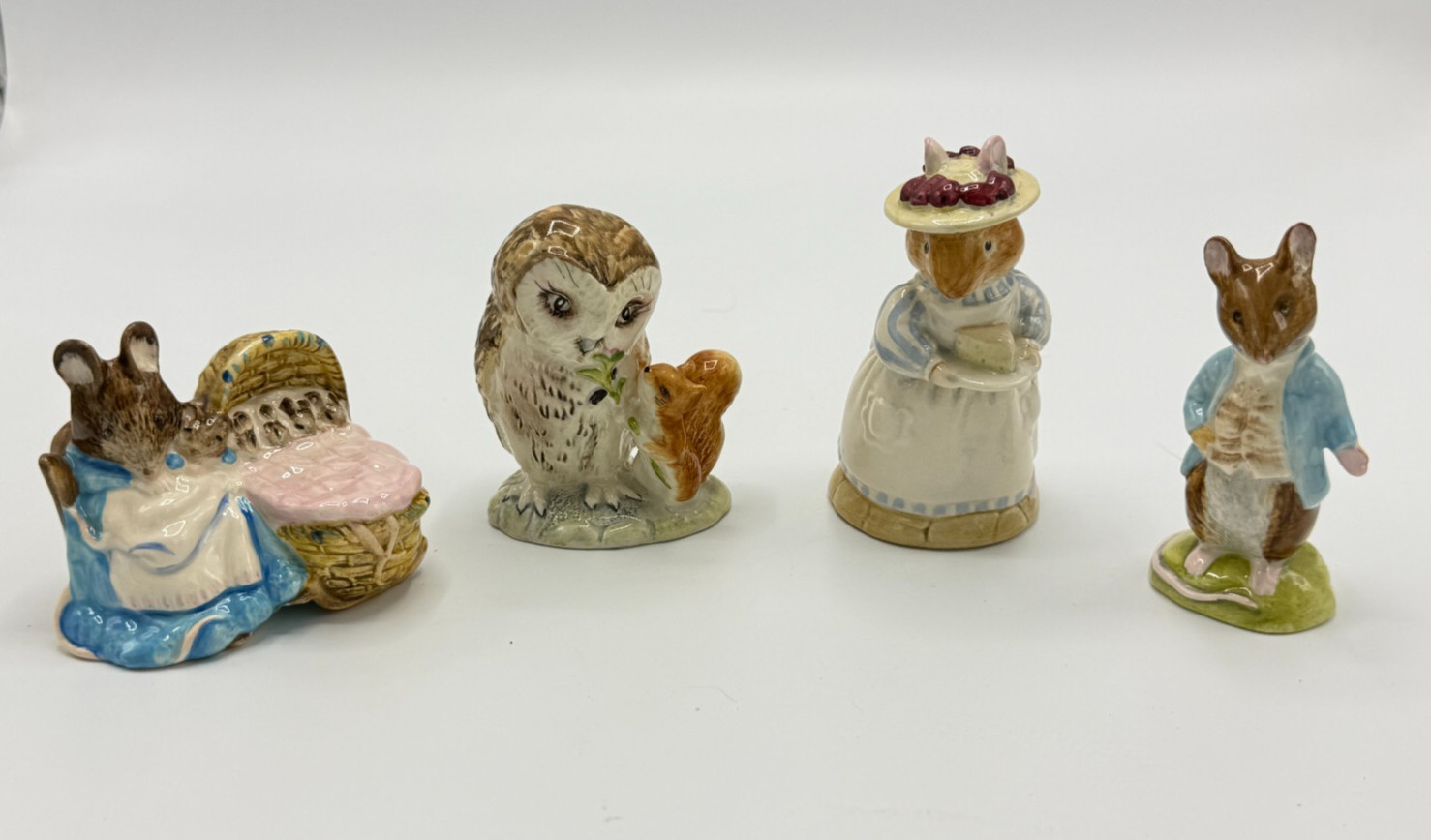 Beswick Beatrix Potter Hunca Munca Mr Brown Town-Mouse & Royal Doulton Mrs Apple