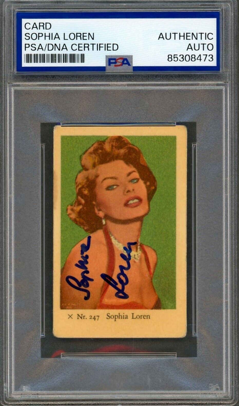 Sophia Loren SIGNED 1958 Dutch Gum #247 Card Auto Authentic PSA DNA
