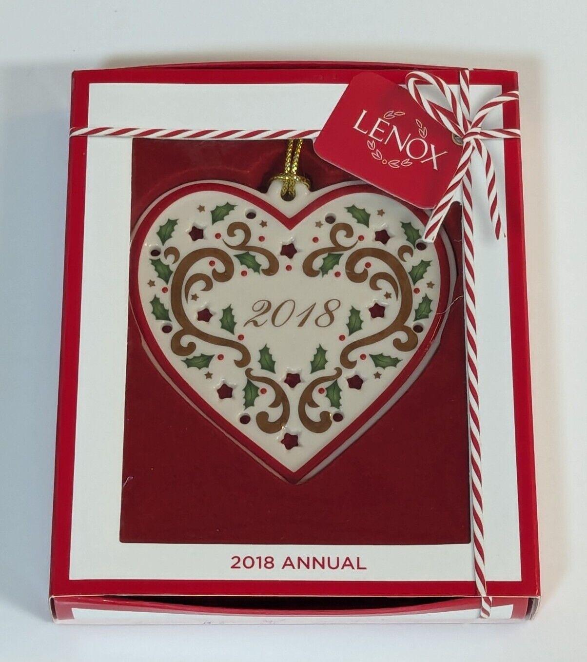 Lenox Joyous Tidings Heart Ornament, 2018 Annual, Porcelain, New