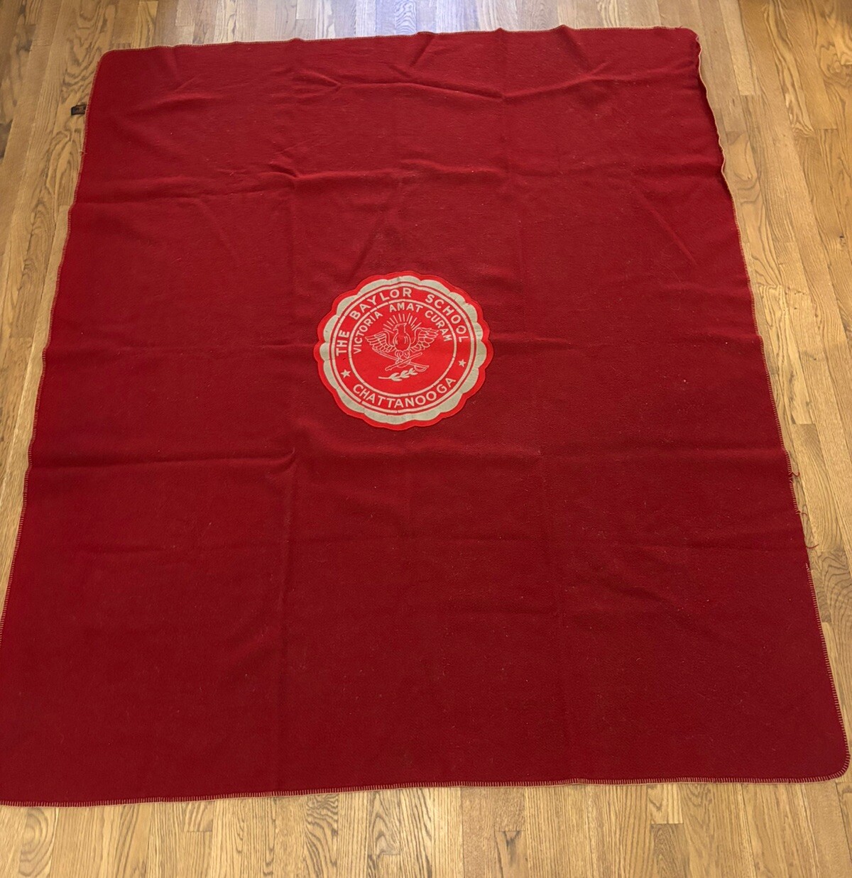Vtg The Baylor School Chattanooga Wool Blanket Red Crest Champion Knitwear 50s?