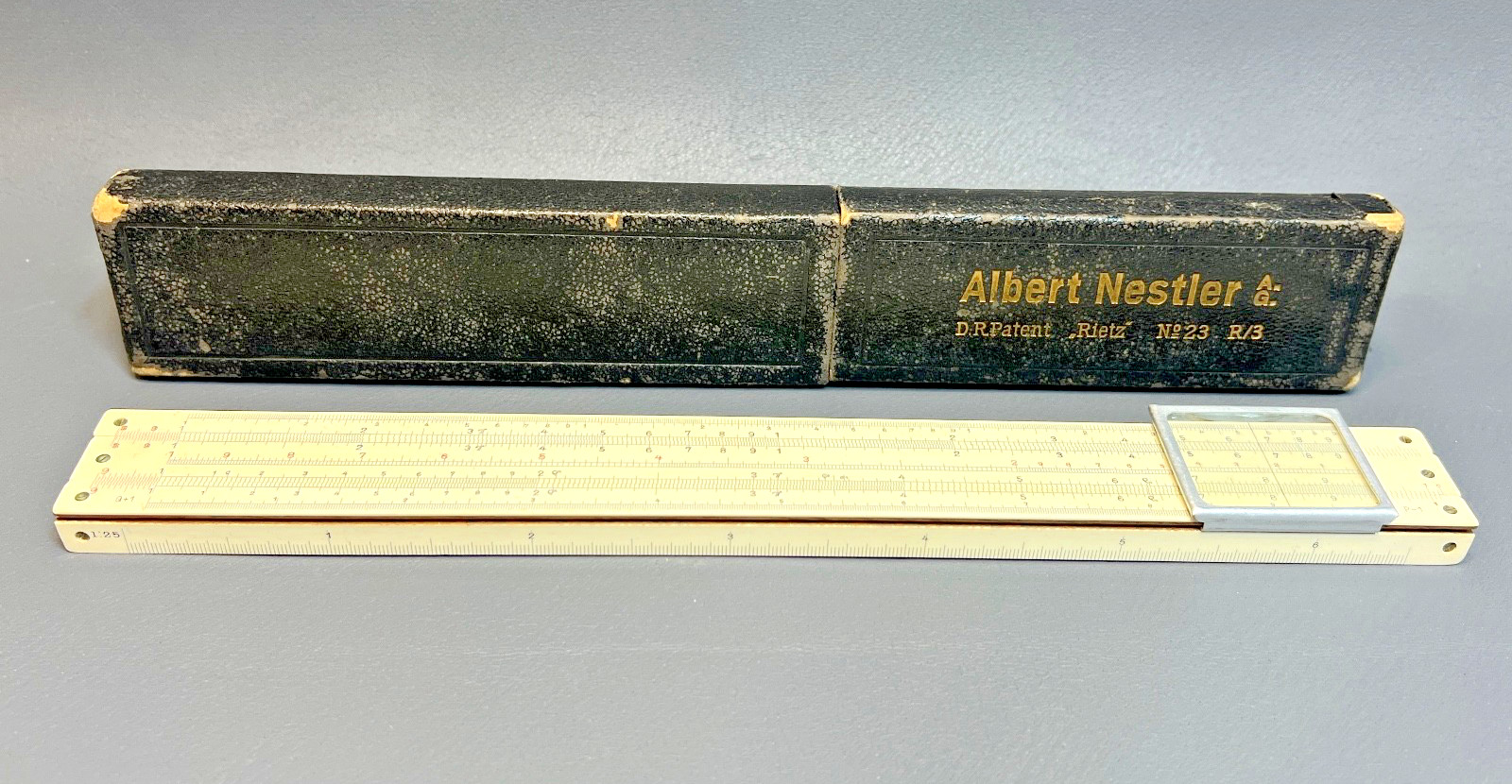 Vintage German Albert Nestler No.23 R/3 Slide Rule System Rietz w/ Case