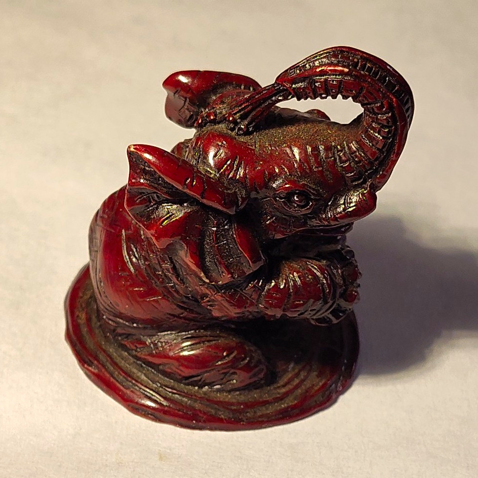 Vintage Faux Red Resin Elephant Figurine 2.5\