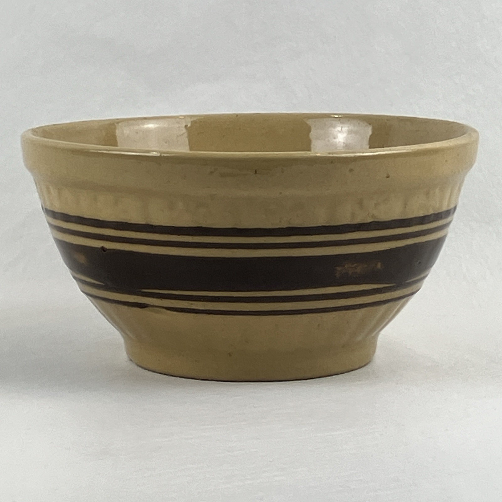 Antique Yellow Ware Brown Multi Stripe and Band 7\
