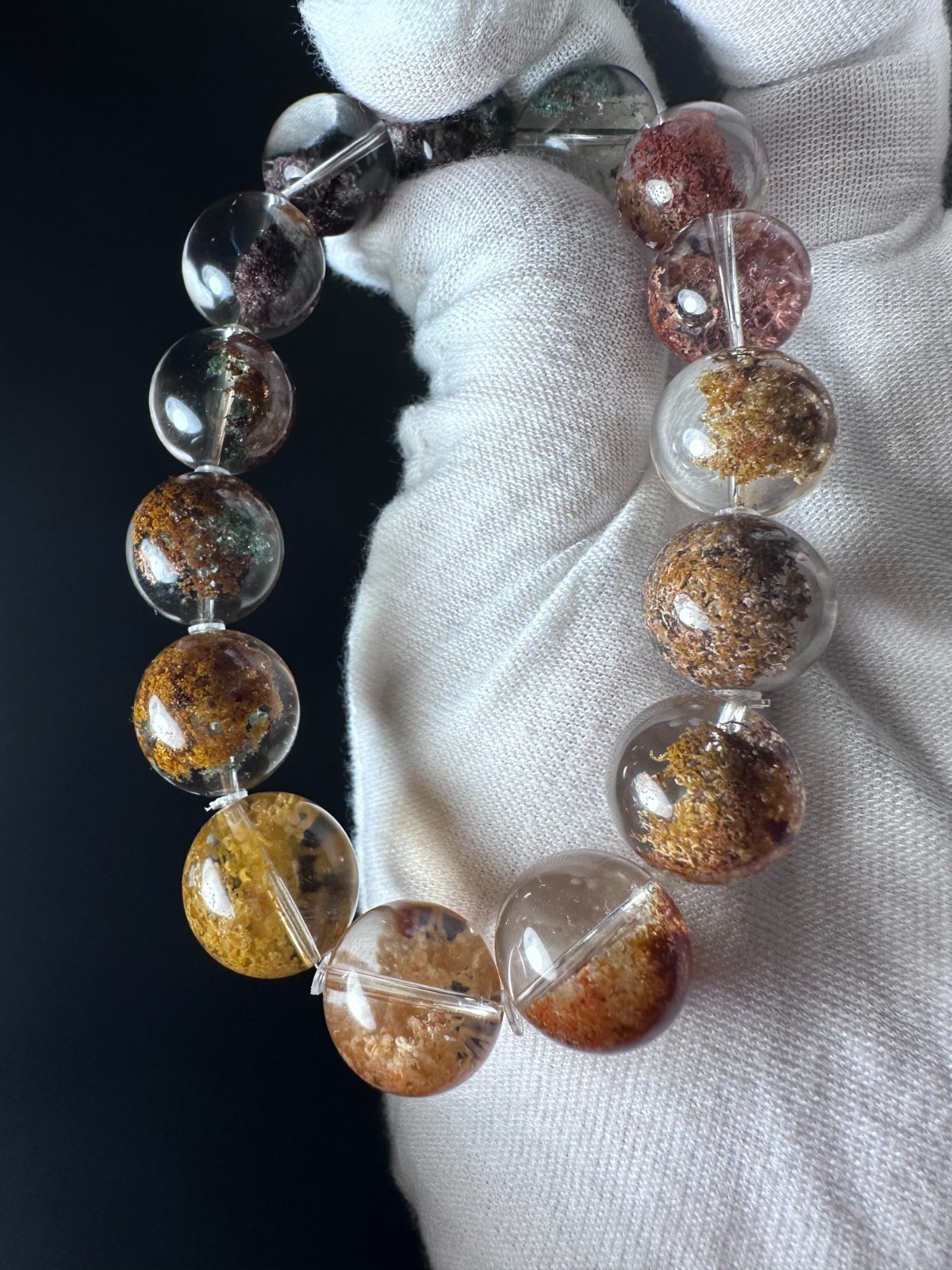 Natural AAAA+ Grade Garden Four Seasons Phantom Quartz Lodolite Bracelet 13.3mm Natural AAAA+ Grade Garden Four Seasons Phantom Quartz Lodolite Bracelet 13.3mm