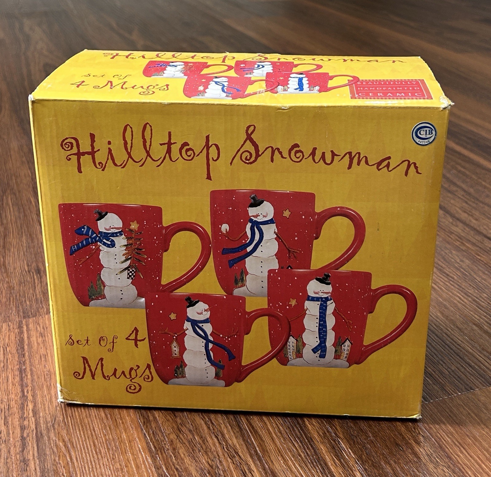 Hilltop Snowman Certified International Hand Painted Set of 4 Christmas Mugs New Hilltop Snowman Certified International Hand Painted Set of 4 Christmas Mugs New