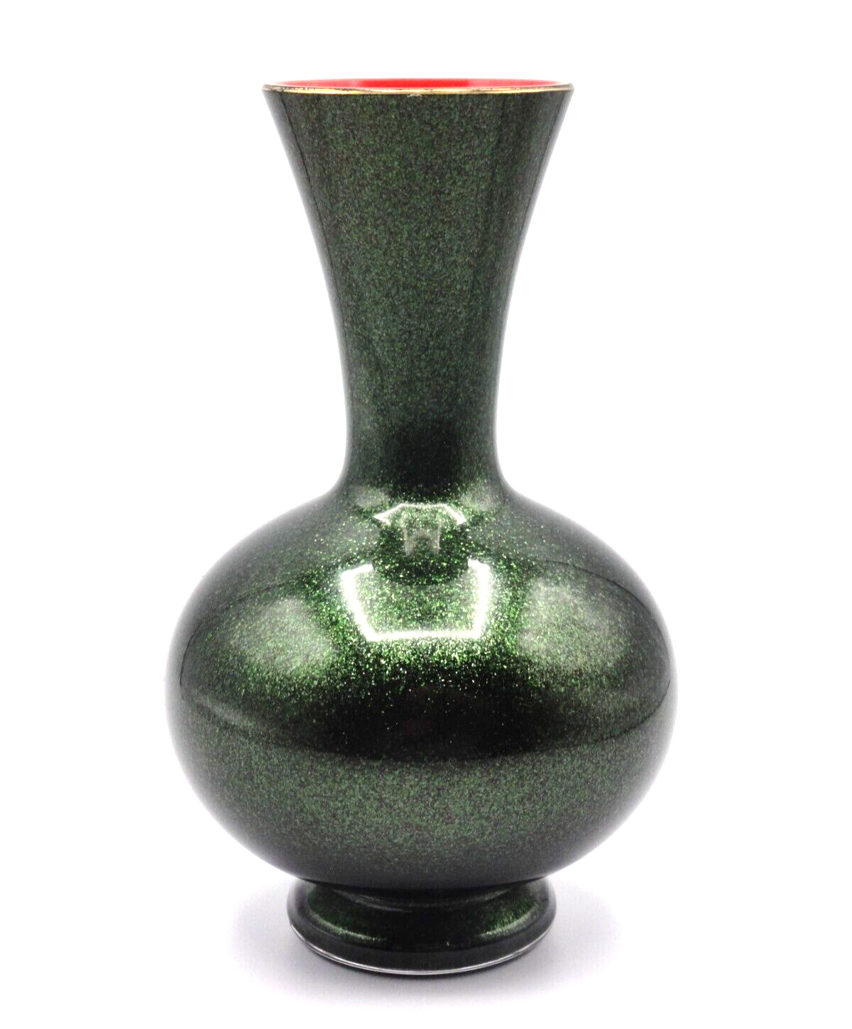 Antique Harrach Cased RED & Green Aventurine Art Nouveau Glass Vase