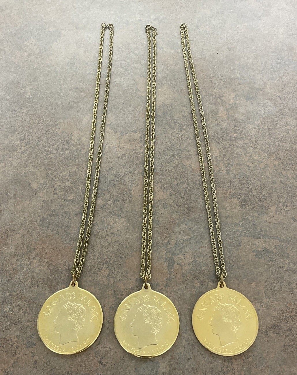 Vintage Caesars Palace Las Vegas Gold-tone Medalion Pendant & Chain - Rare Vintage Caesars Palace Las Vegas Gold-tone Medalion Pendant & Chain - Rare