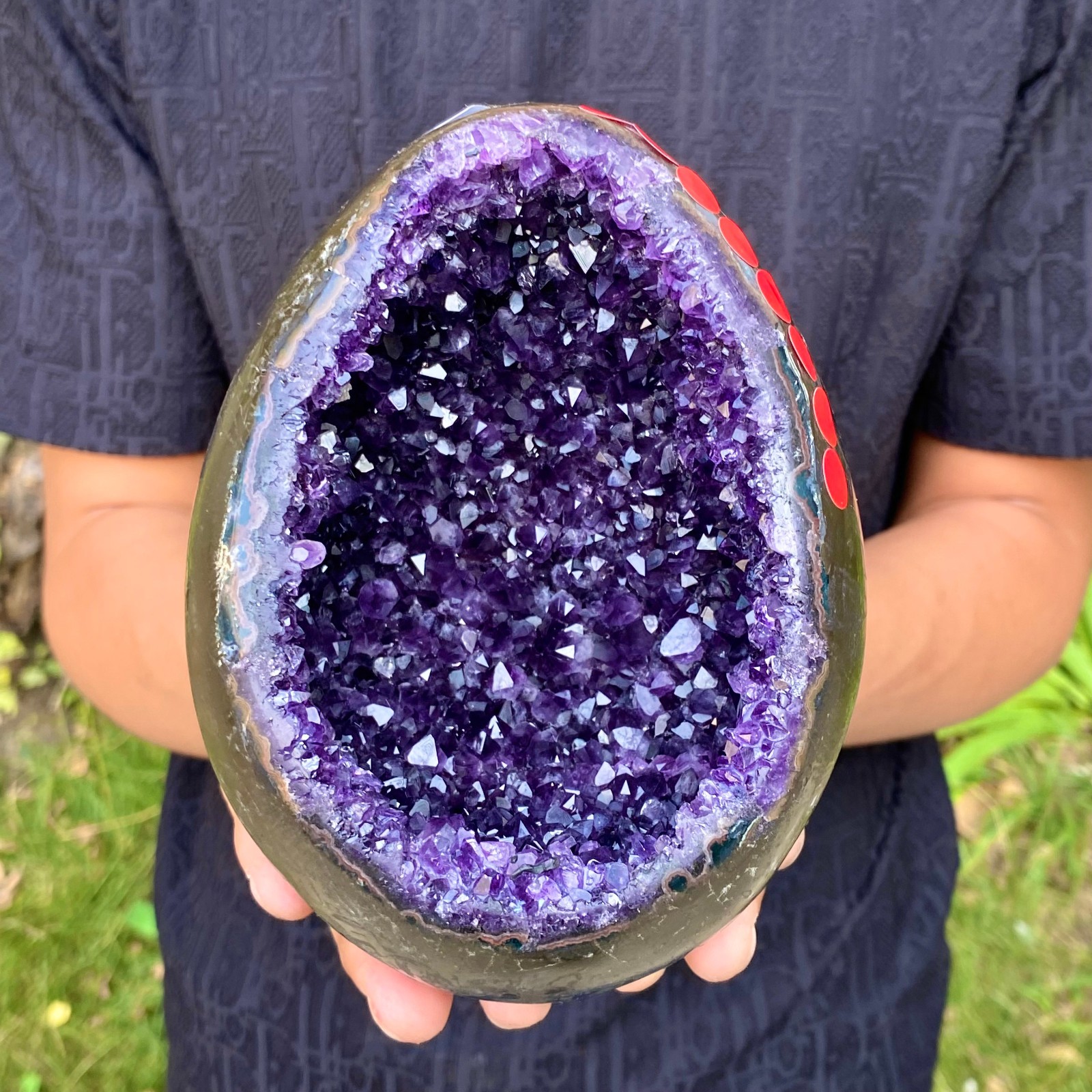 4.29LB Natural amethyst Dinosaur egg Quartz Crystal specimen healing