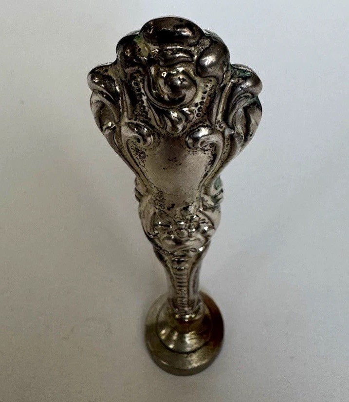 Antique Sterling Silver Wax Seal Stamp Initial W Monogram Desk Seal