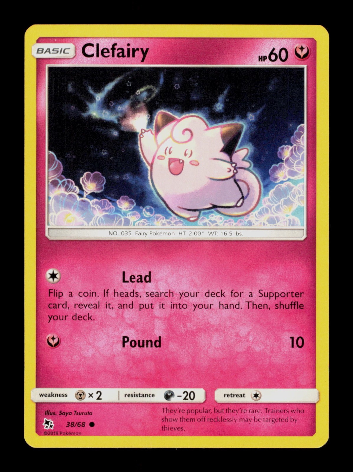 Clefairy 38/68 Pokemon Hidden Fates Trading Card TC