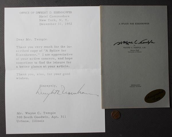 1952 Dr Wayne C Temple AUTOGRAPHED Dwight D Ike Eisenhower Booklet Set Lincoln+