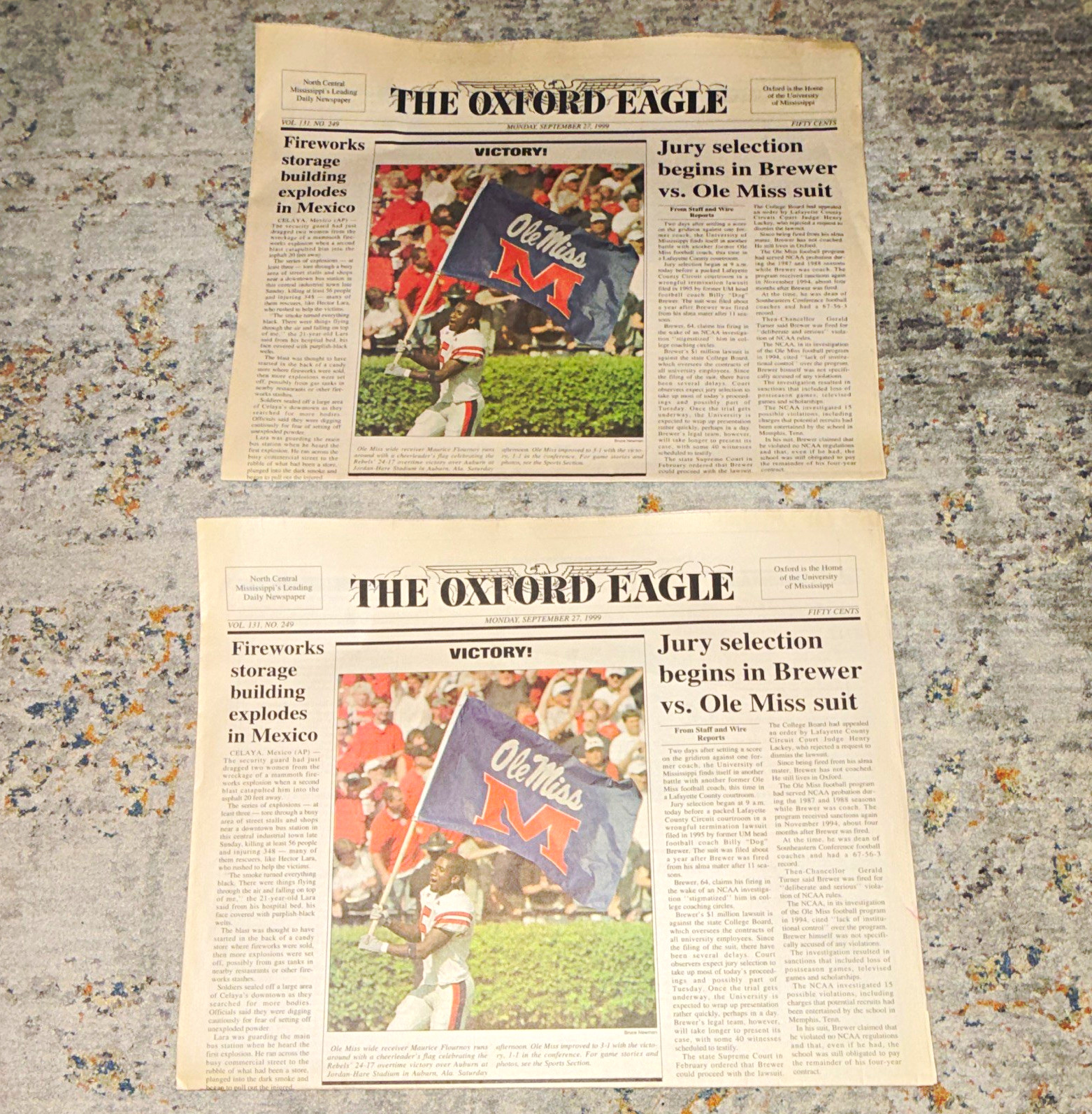 The Oxford Eagle Newspaper Monday Sept 27 1999 Oxford MS Ole Miss Victory P37 The Oxford Eagle Newspaper Monday Sept 27 1999 Oxford MS Ole Miss Victory P37