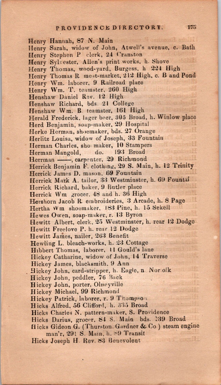 Hannah-Himes 1856 Providence RI Directory Page 4A12