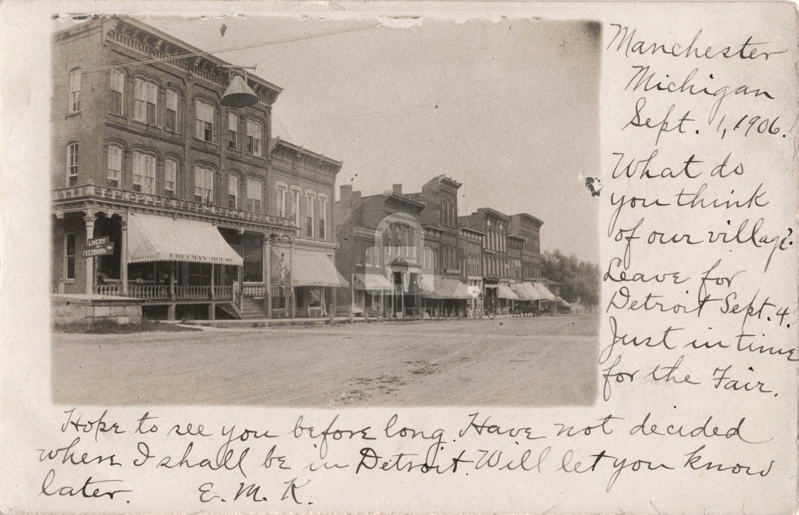 Street View Manchester MI Michigan 1906 RPPC Photo Postcard COPY