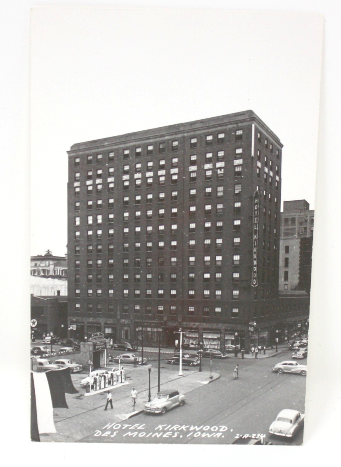 RPPC Hotel Kirkwood Des Moines Iowa IA Vintage Real Photo Postcard c1940s