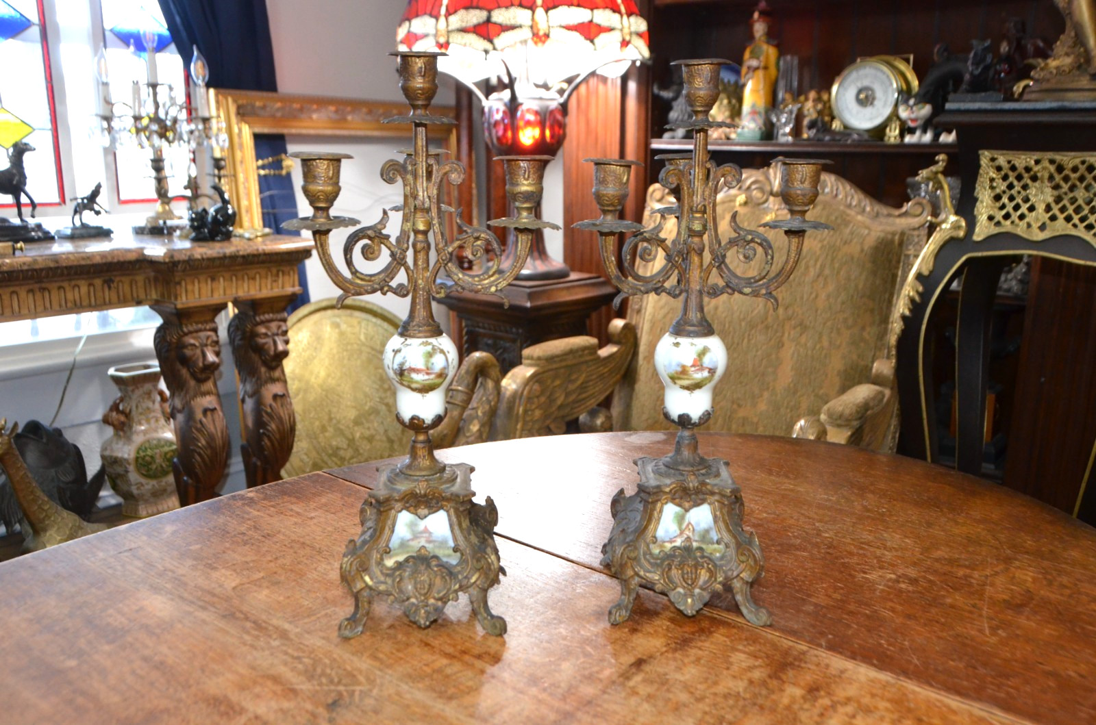 Pair 1800's French Louis XVI Ornate Candelabras Marti Et Cie Medaille D’Argent