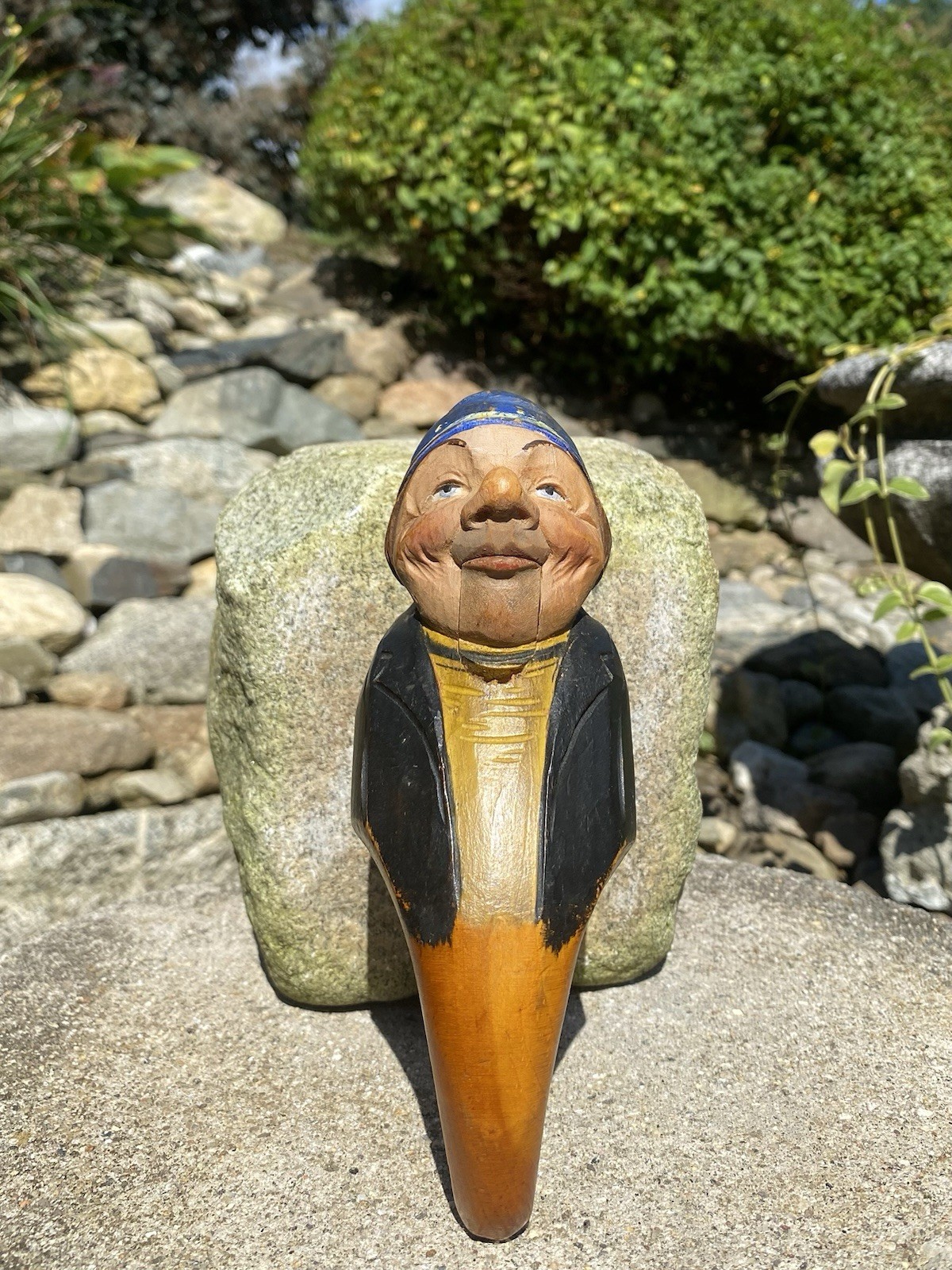 Antique Anri Italy Hand Carved Painted Wood Mechanical Nutcracker Man