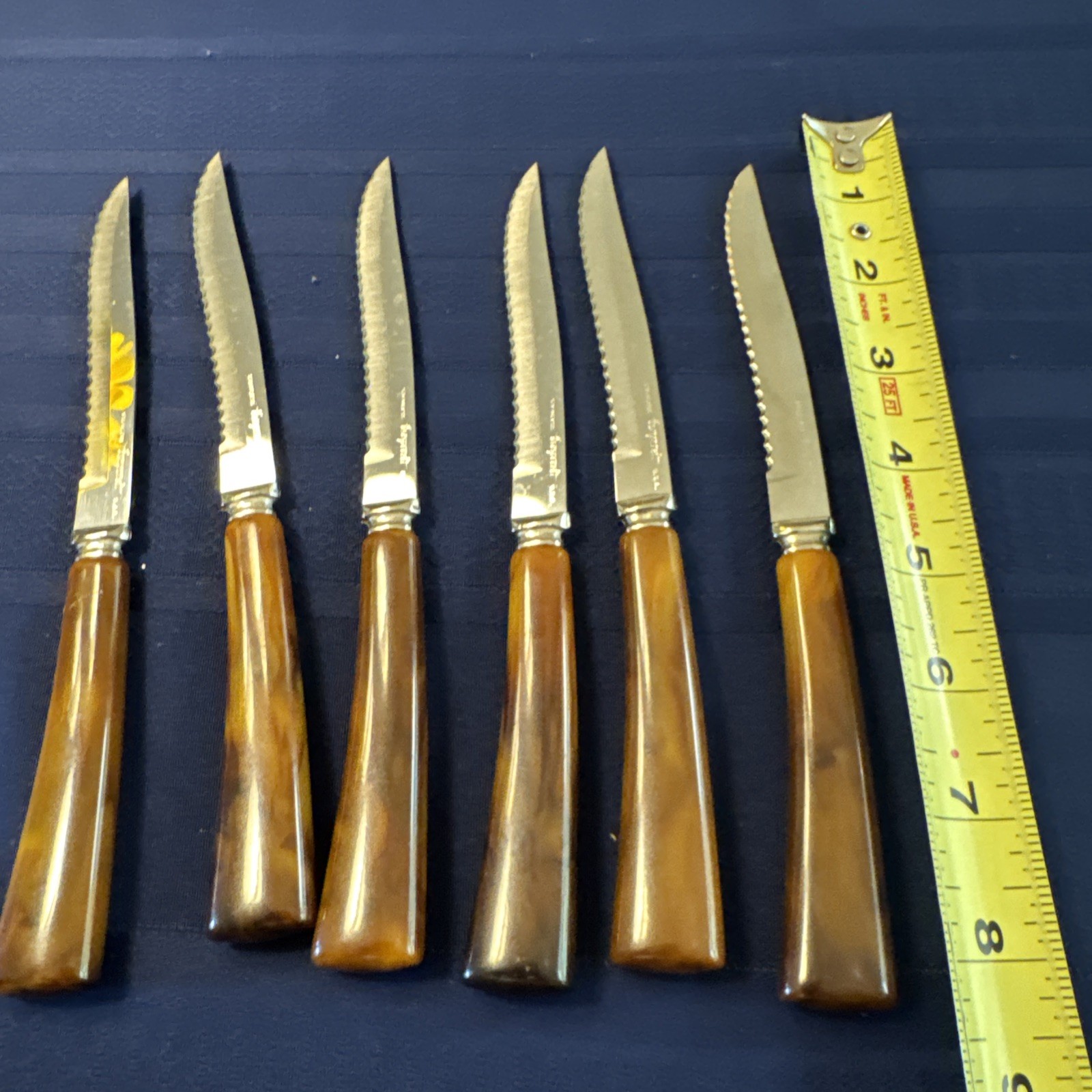 Vintage Washington Forge Steak Knives with Bakelite Handles Made In USA. 6