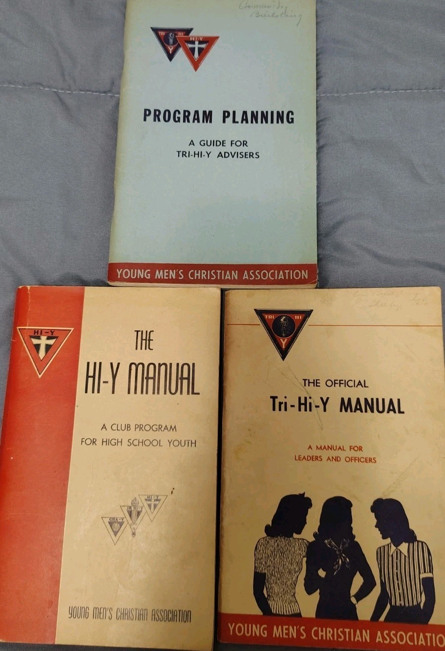 3 YMCA TRI-HI- Y Guides 1949-1952 Boys Club Handbooks Christian Youth Program