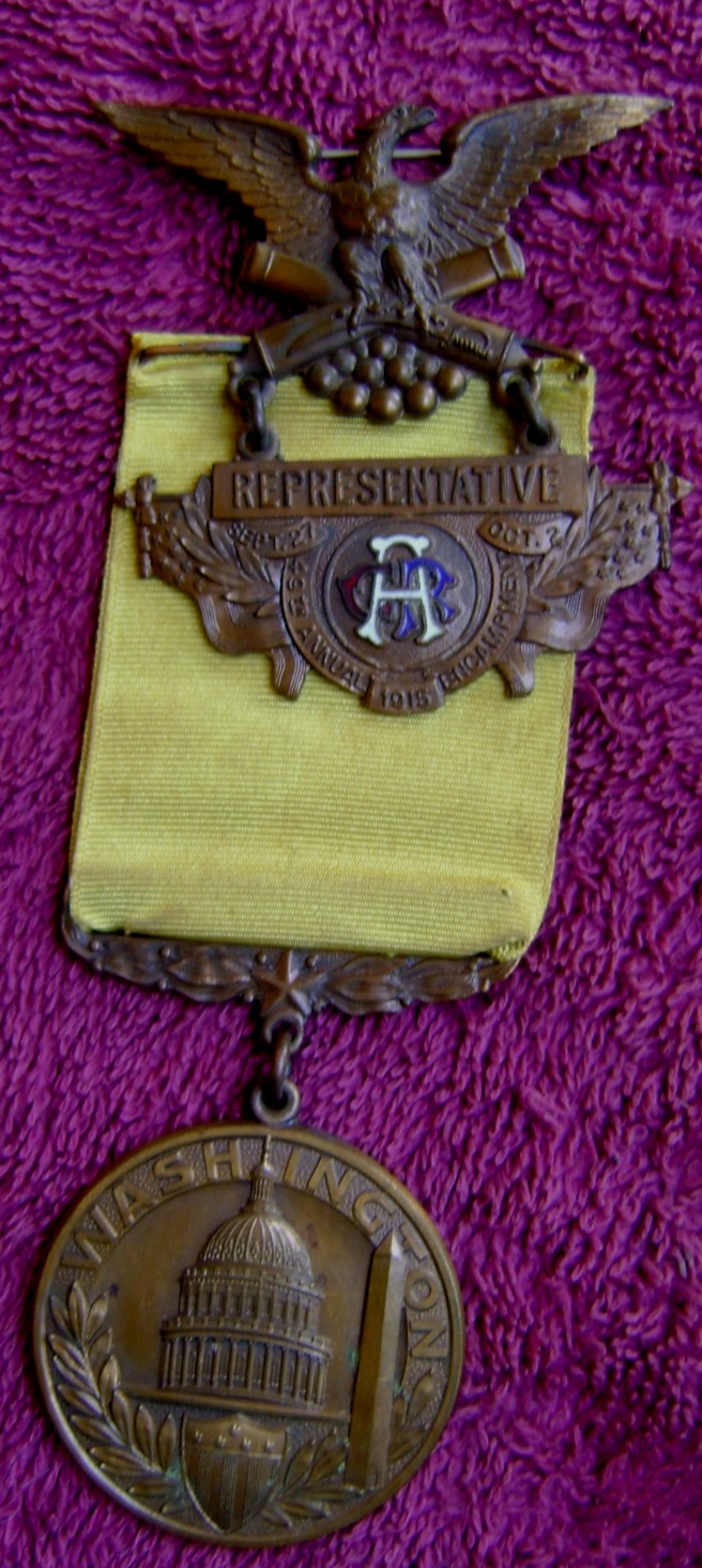 1915 GAR 49th NATIONAL ENCAMPMENT WASHINGTON, D.C. BADGE & RIBBON
