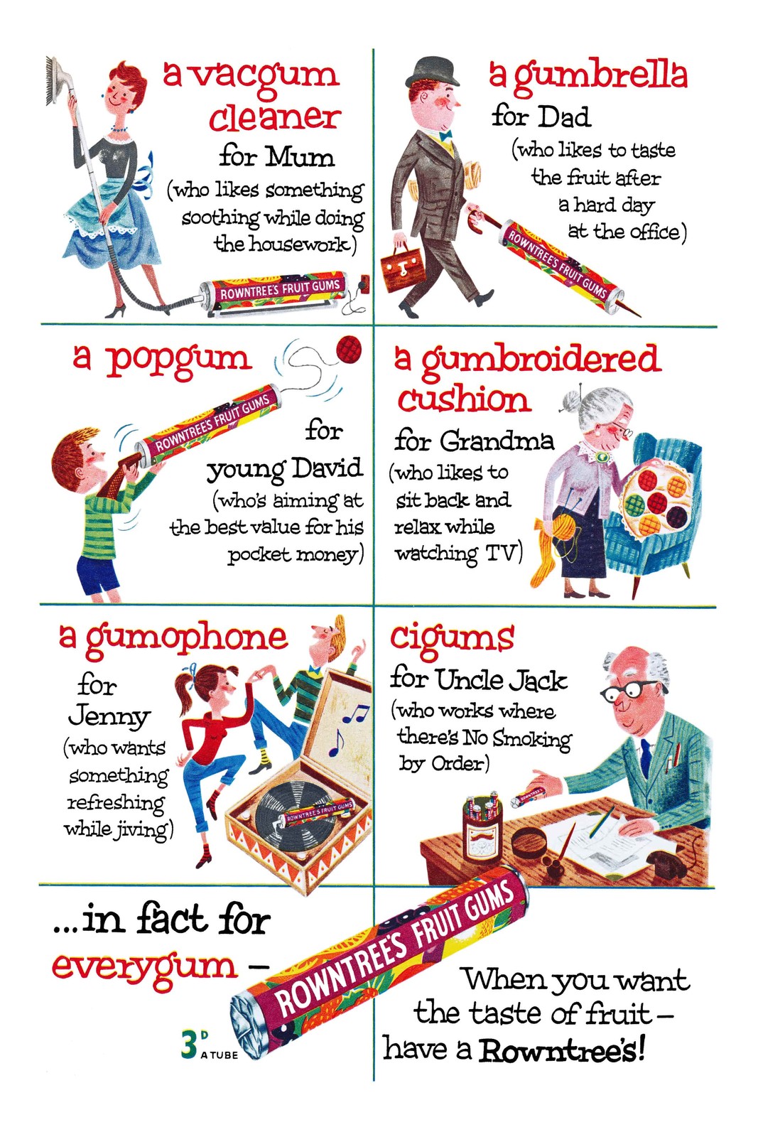 🍬 Rowntree\'s Fruit Gums Vintage Ad Poster - 24x36” Premium Matte Paper 200gsm